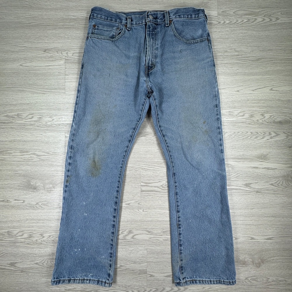 Levi's Men's Jeans 517 Bootcut Blue W36‎ L32 Cotton Workwear Distressed Stained